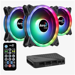COOLER FAN AEROCOOL DUO 12 PRO (3 x 120MM ARGB FANS + HUB H66F + CONTROL REMOTO) KIT