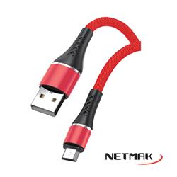 NETMAK CABLE USB A MICRO USB 2A 1,2M STRONG SERIES ROJO NM-117R