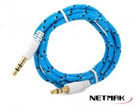 NETMAK CABLE AUXILIAR 3.5MM A 3.5 MM REF. 1M AZUL NM-C66B