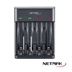 NETMAK CARGADOR RAPIDO USB P/4 PILAS AA/AAA  NM-CH4