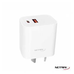 NETMAK CARGADOR DOBLE USB-C + USB-A 20W NM-CP7