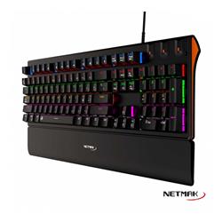 NETMAK TECLADO GAMER MECANICO RETROILUMINADO USB + APOYA MUÑECA NM-LEGEND