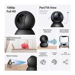 TP-LINK CAMARA IP WIFI HD C/MOVIMIENTO TAPO C201 NEGRA /INTERIOR